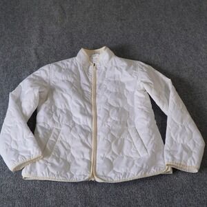GAP White Quilted Circle Puffer‎ Jacket XS Full Zip Stand Collar Lightweight